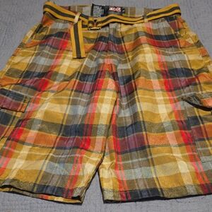 Plaid Men's Shorts with Belt